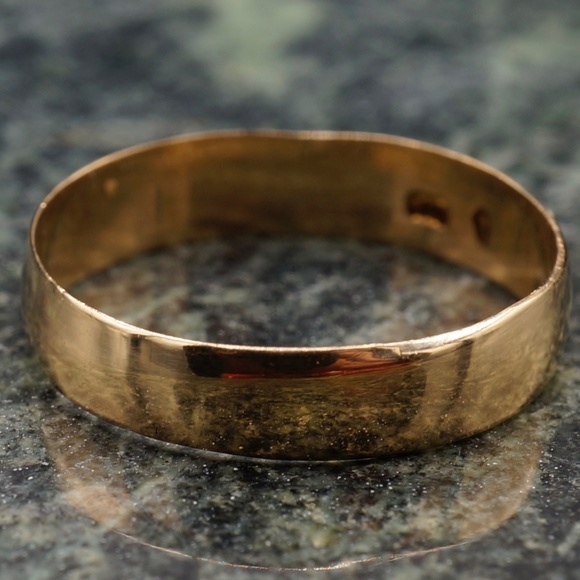 c.1890 14k Victorian Wedding Band Handmade Cigar Band Wolf’s Head Maker’s Mark - Picture 7 of 7